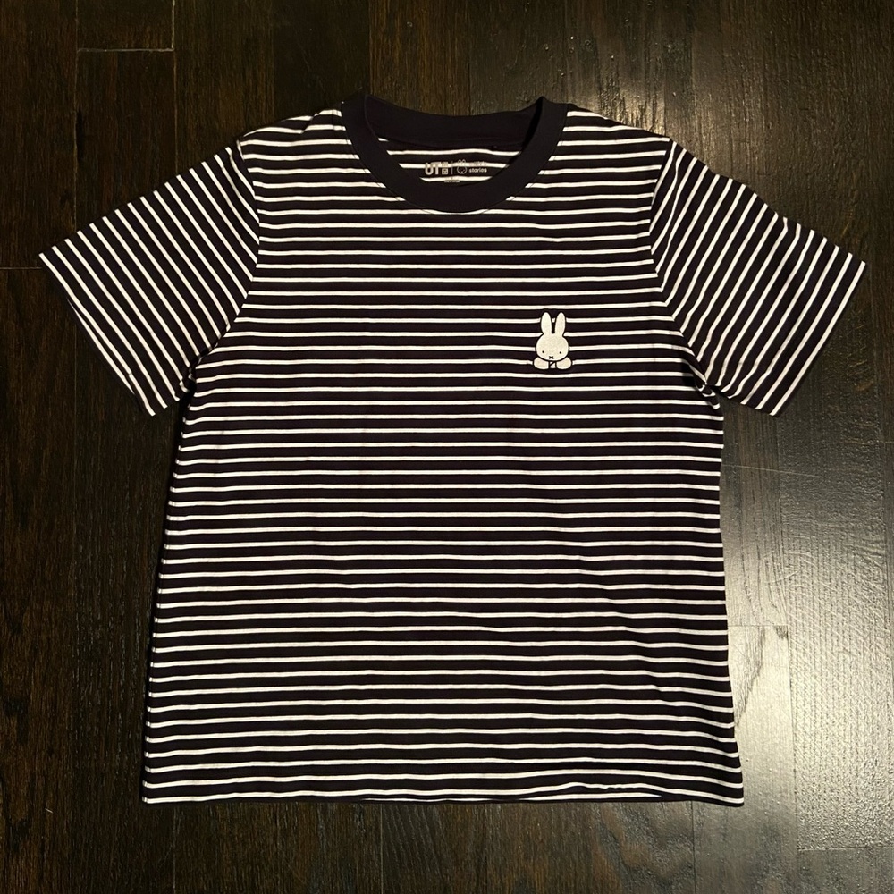 Uniqlo UT Miffy Stories Striped Black and White Tee
